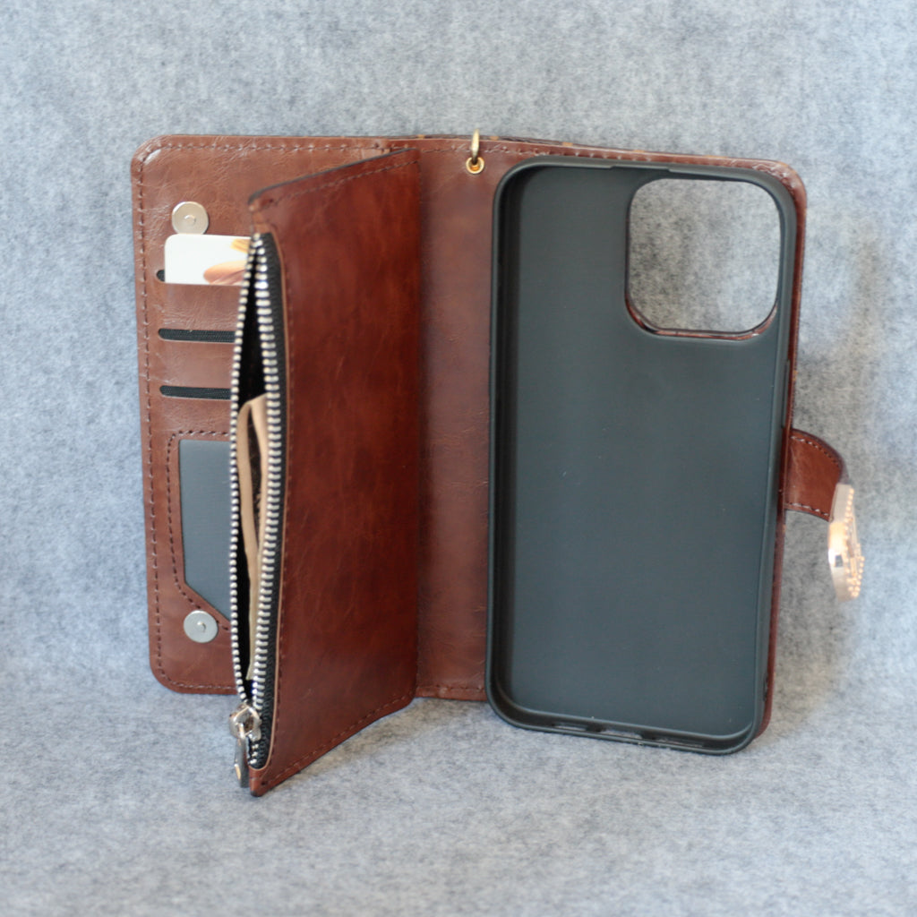 Fashion LV Wallet iPhone Case Zip Kickstand Function For I Pro Max Plus for 13