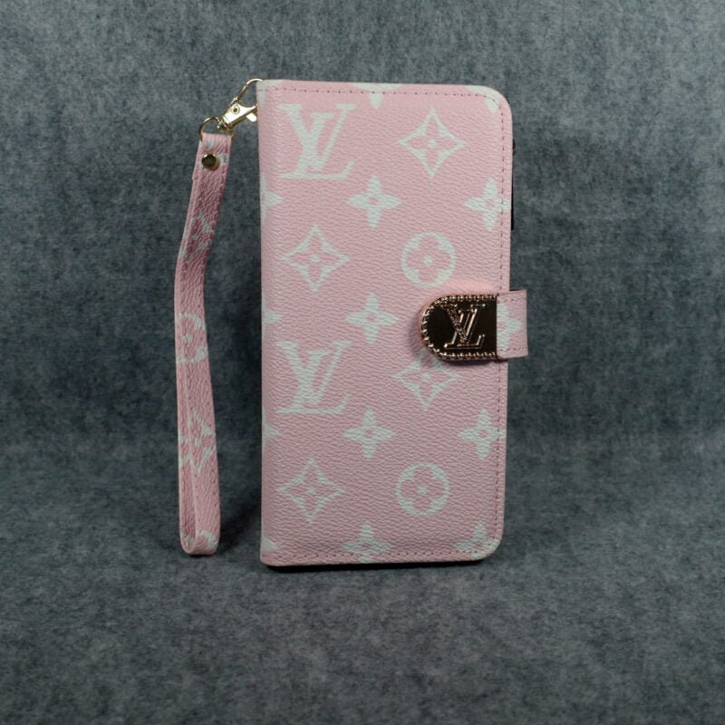 Luxury LV Wallet iPhone Case Zip Kickstand Function For I Pro Max Plus (Pink) for 12