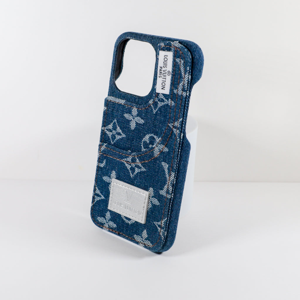 Louis Vuitton Phone Case With Card Holder For I Pro Max Denim Fabric for iphone-12-pro-max