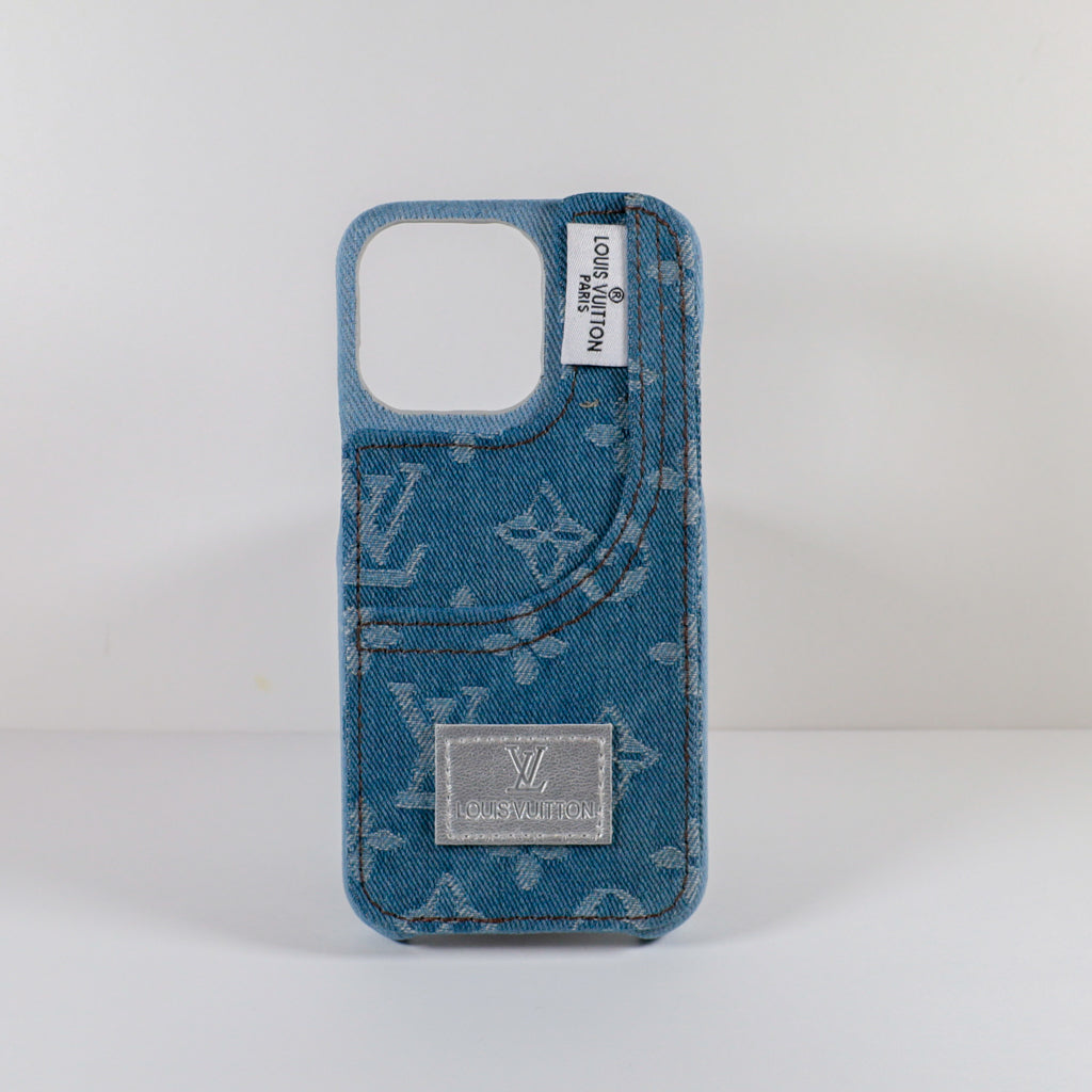 LV Phone Case 14 Pro Max Light Fabric Denim for iphone-12
