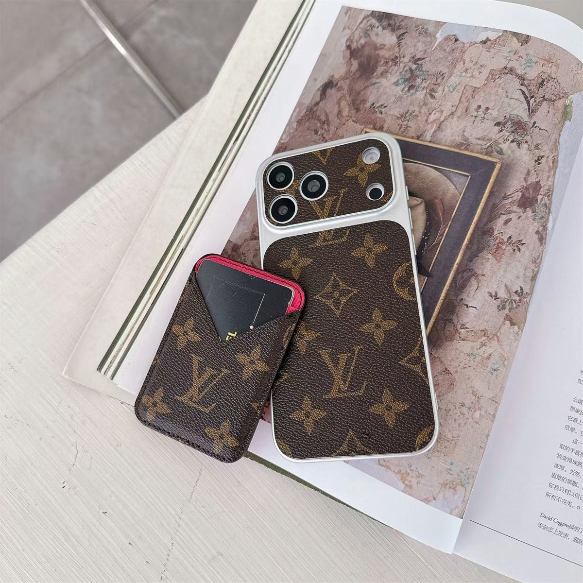 Magnet Card Holder LV Phone Case For iPhone 13-17 / Pro / Pro Max / Plus / Air