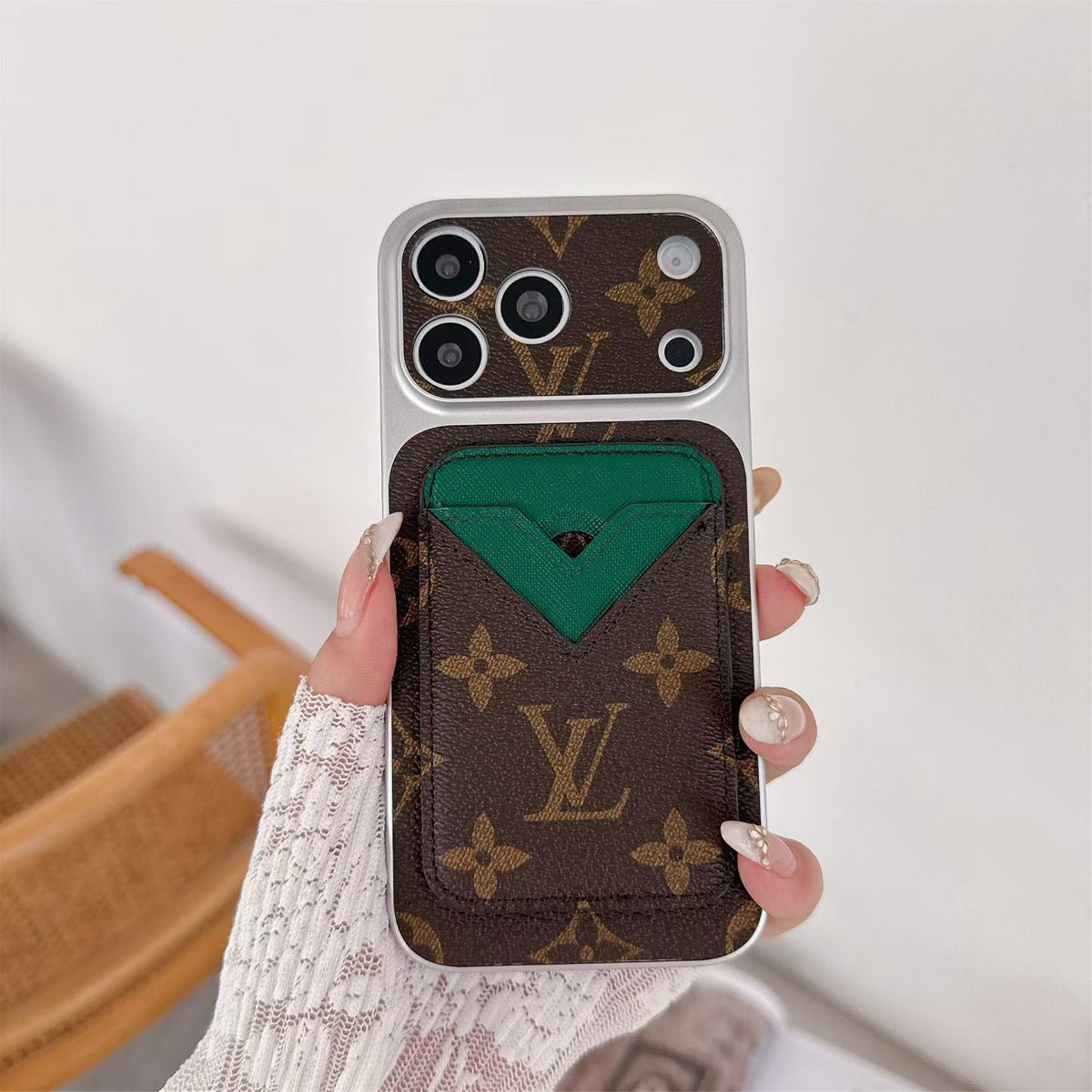 Magnet Card Holder LV Phone Case For iPhone 13-17 / Pro / Pro Max / Plus / Air for 13-pro