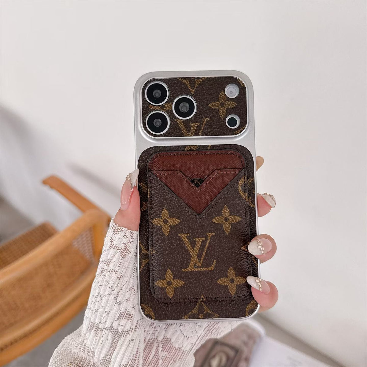 Magnet Card Holder LV Phone Case For iPhone 13-17 / Pro / Pro Max / Plus / Air for 13-pro