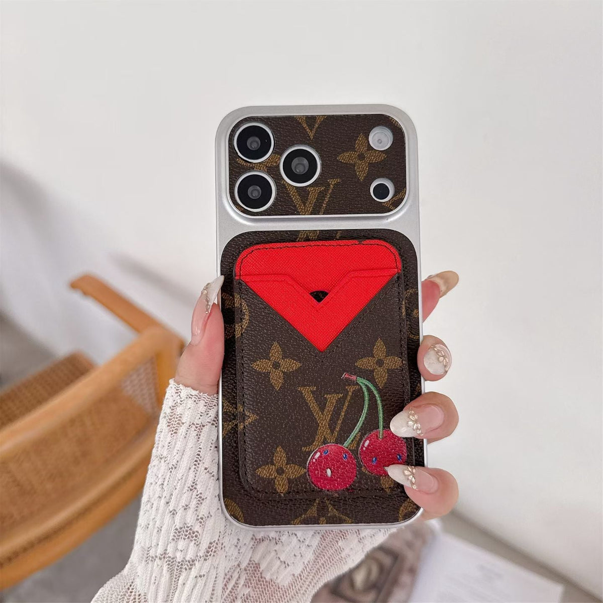Magnet Card Holder LV Phone Case For iPhone 13-17 / Pro / Pro Max / Plus / Air