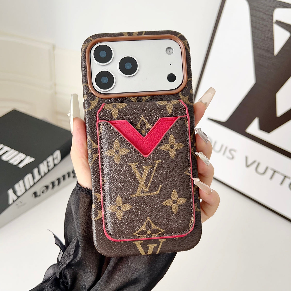 Magnet Card Holder LV iPhone Case For 13-17 / Pro / Pro Max for 13-pro