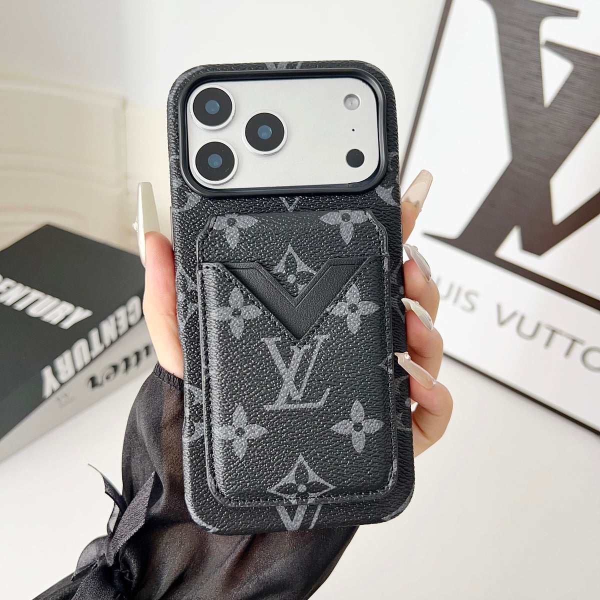 Magnet Card Holder LV iPhone Case For 13-17 / Pro / Pro Max for 13-pro