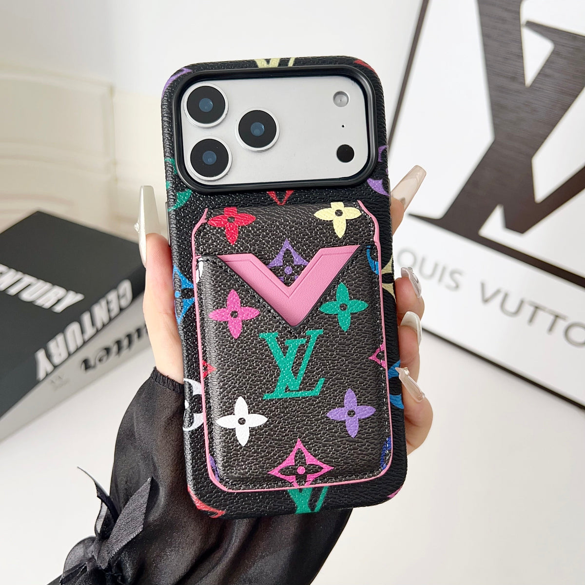 Magnet Card Holder LV iPhone Case For 13-17 / Pro / Pro Max for 13-pro