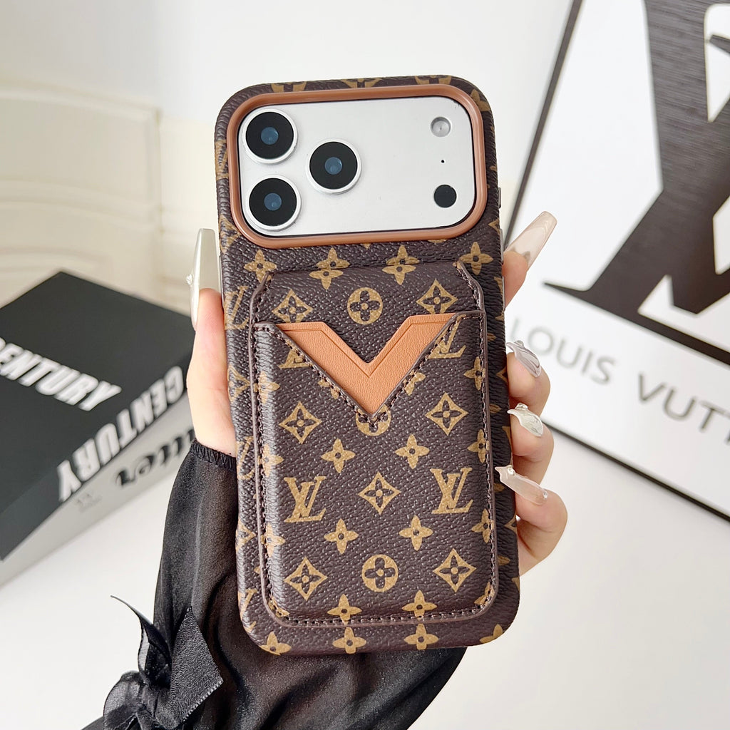Magnet Card Holder LV iPhone Case For 13-17 / Pro / Pro Max for 13-pro