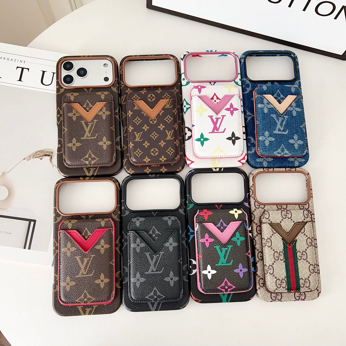 Magnet Card Holder LV iPhone Case For 13-17 / Pro / Pro Max