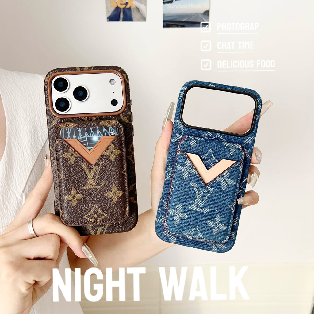 Magnet Card Holder LV iPhone Case For 13-17 / Pro / Pro Max