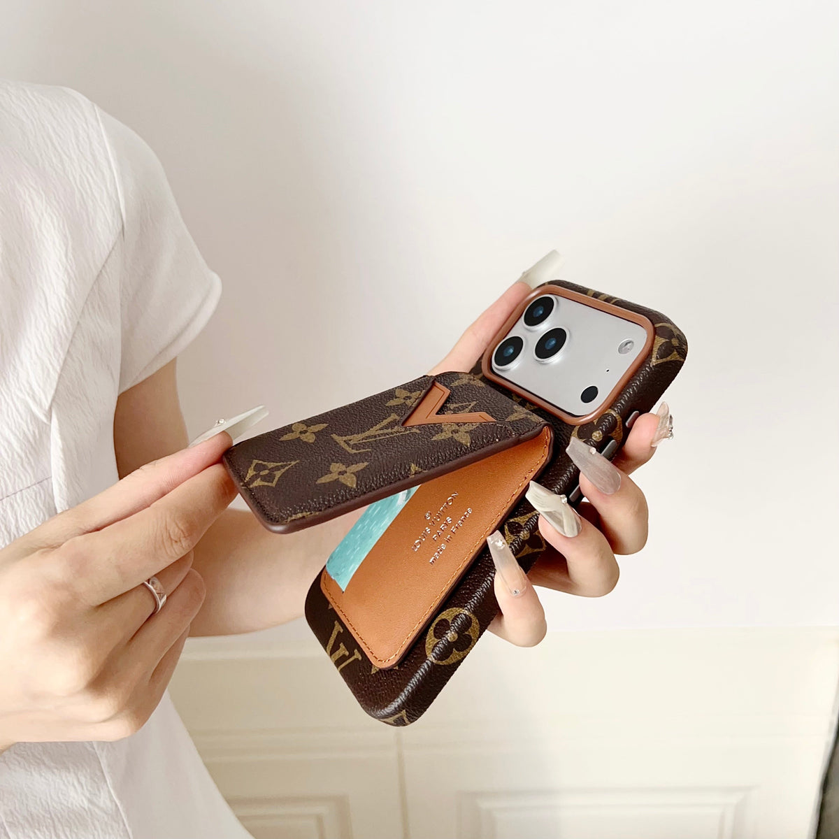 Magnet Card Holder LV iPhone Case For 13-17 / Pro / Pro Max