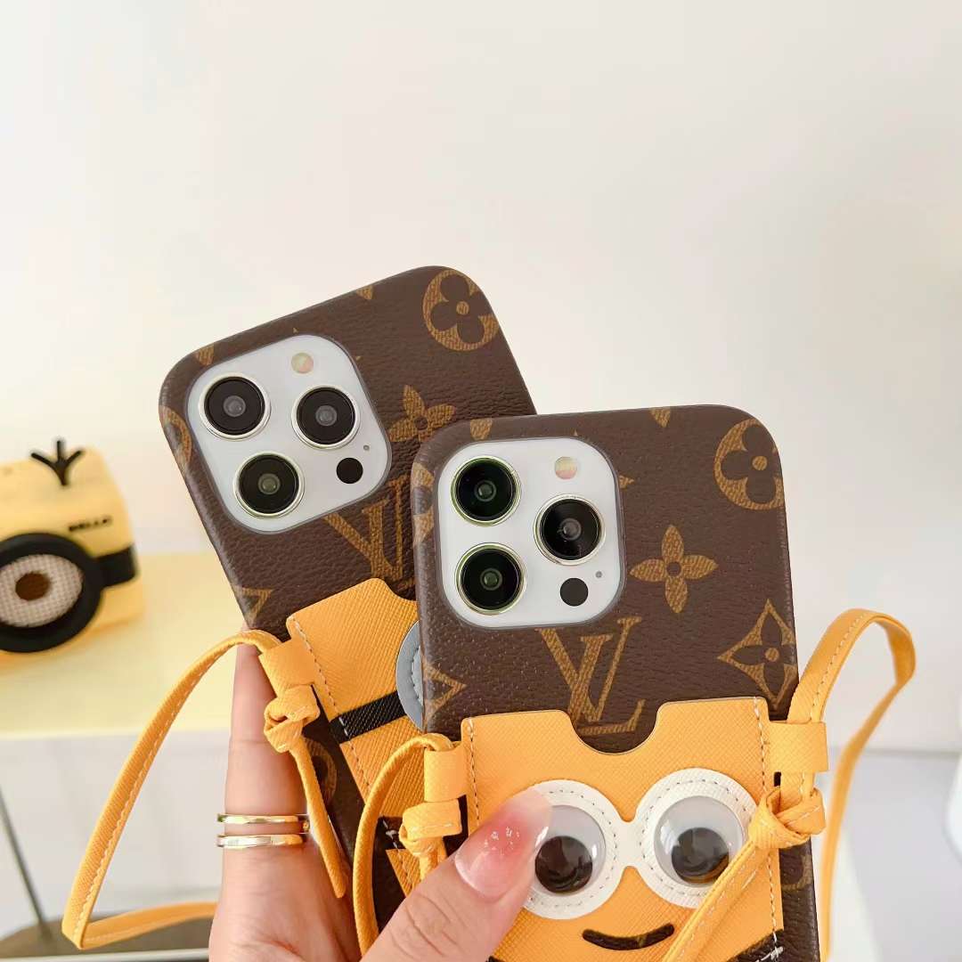 LV iPhone Case Minions Crossbody For I Pro Max Plus / Brown for 11-pro-max