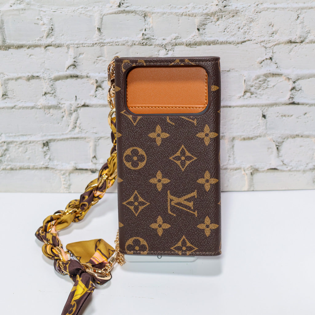 Brown Monogram Trifold LV iPhone Wallet For 17 Series iPhone Case