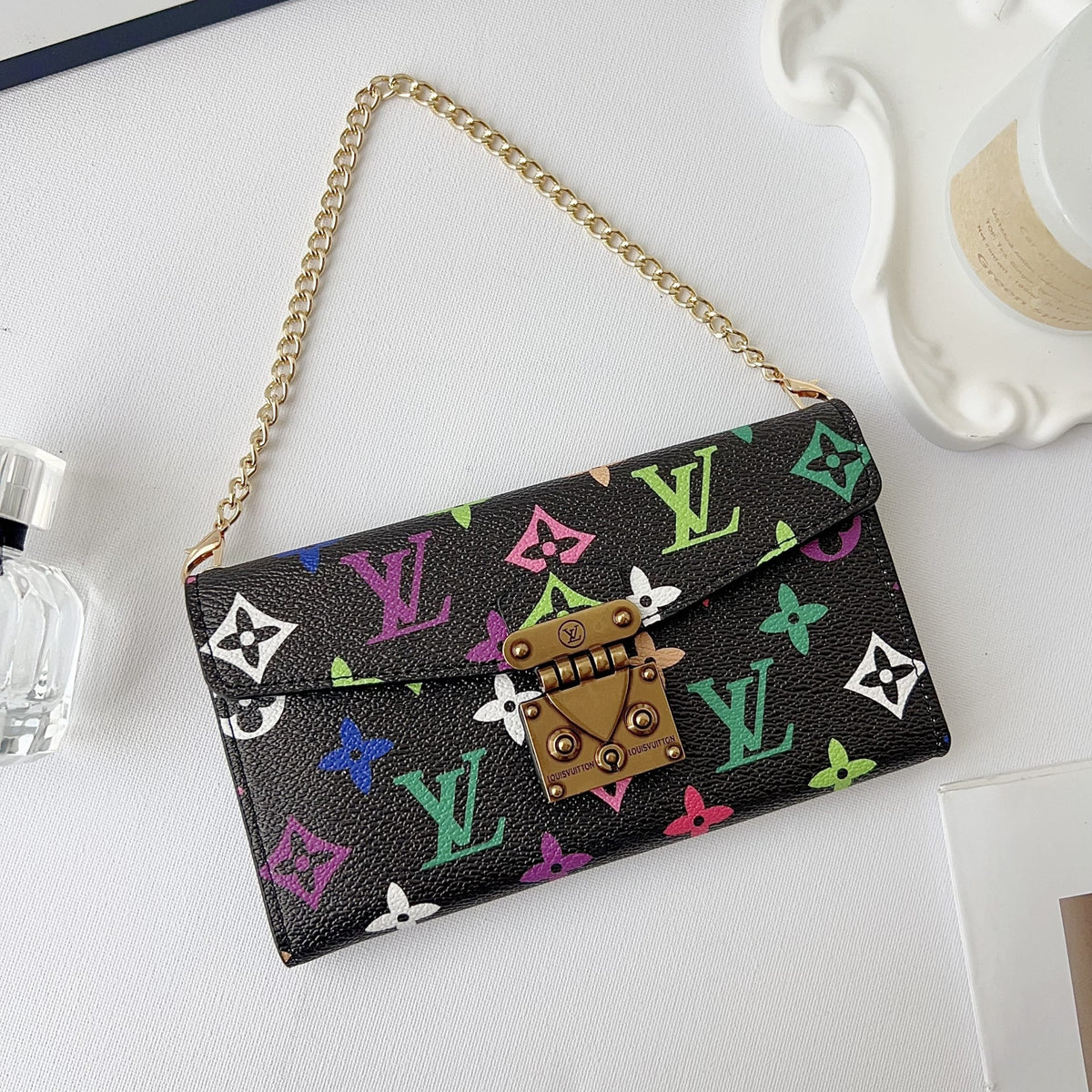 Multicolor LV Style Crossbody Case Wallet For 13-17 / Pro / Pro Max for 13-pro-max