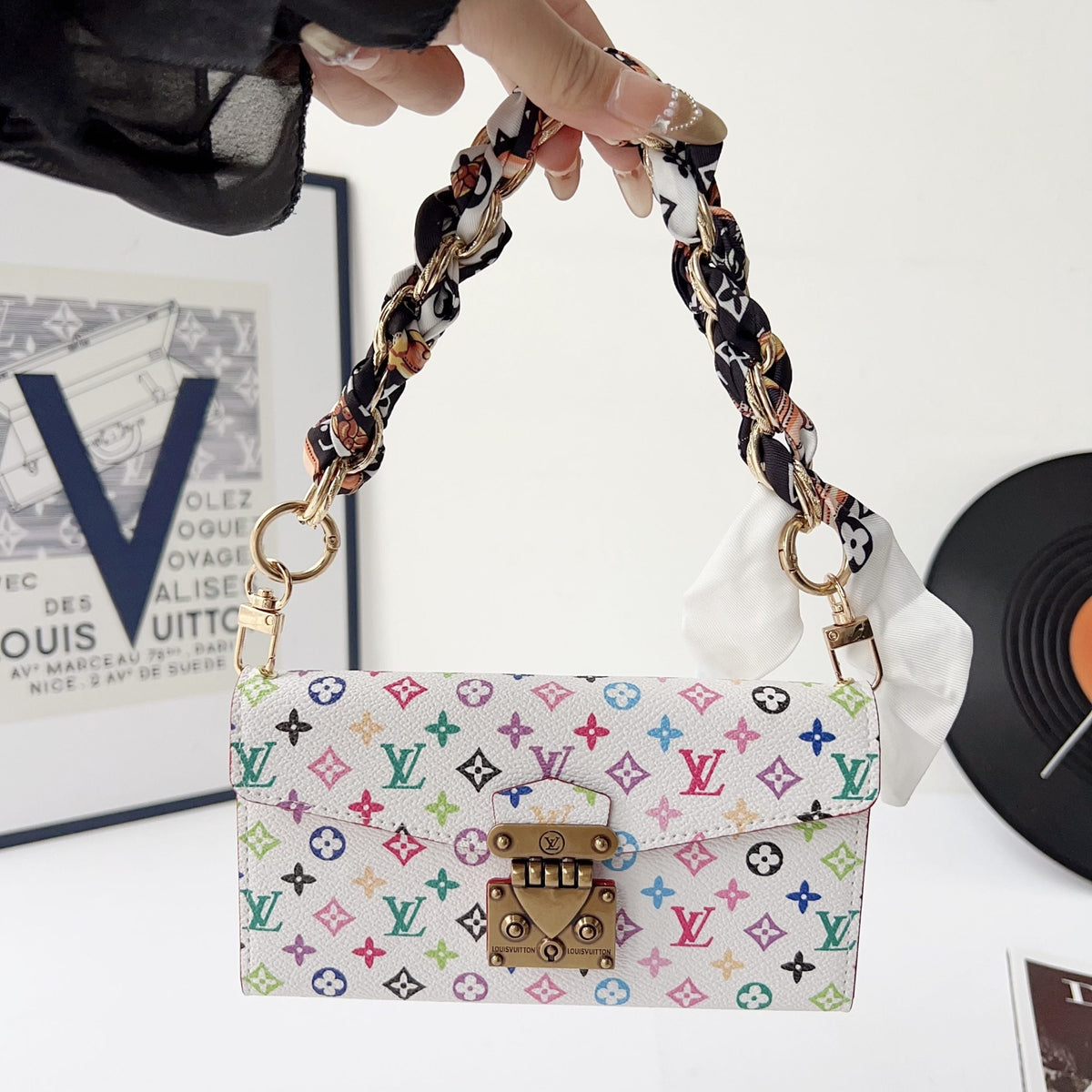 Multicolor LV Style Crossbody Case Wallet For 13-17 / Pro / Pro Max for 14