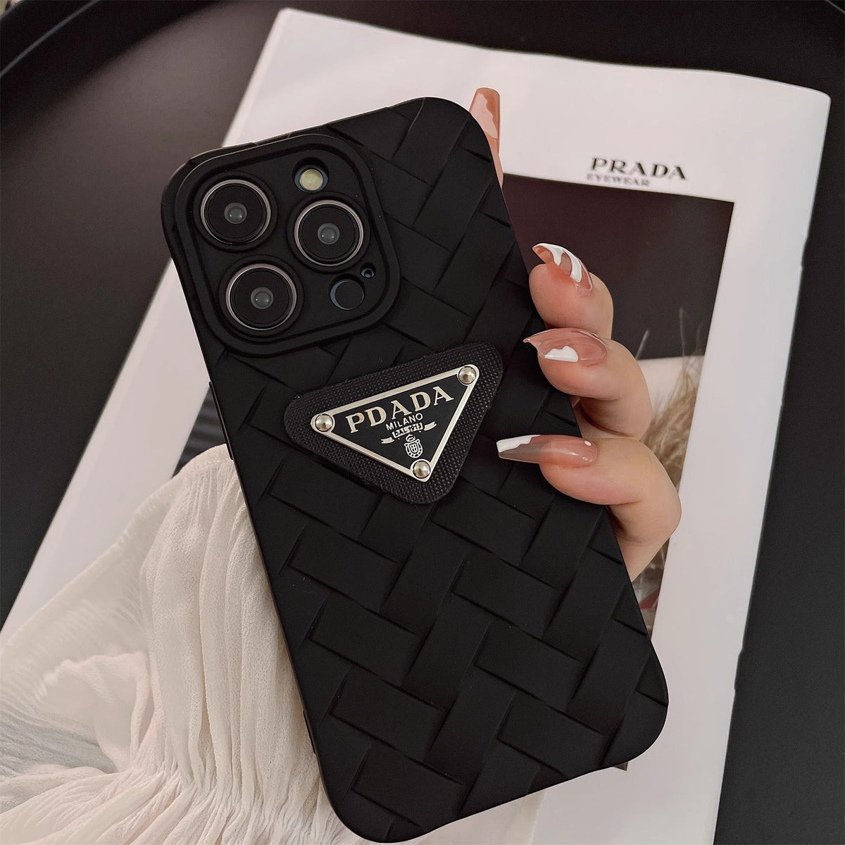 Prada Black Ribne Weave iPhone Case for iPhone 12