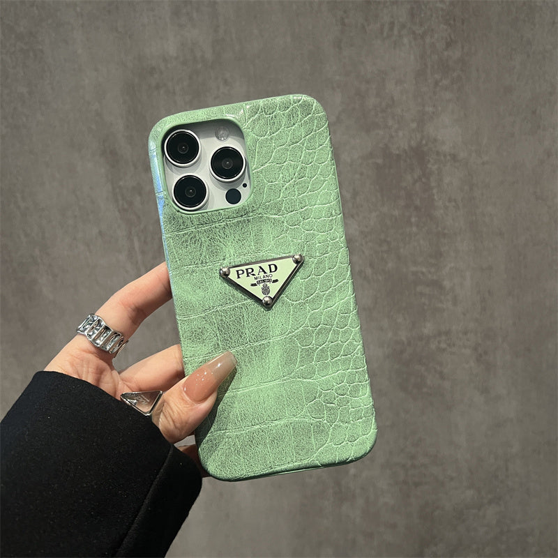 Luxury Green Croco Embossed Leather Case for iPhone 12