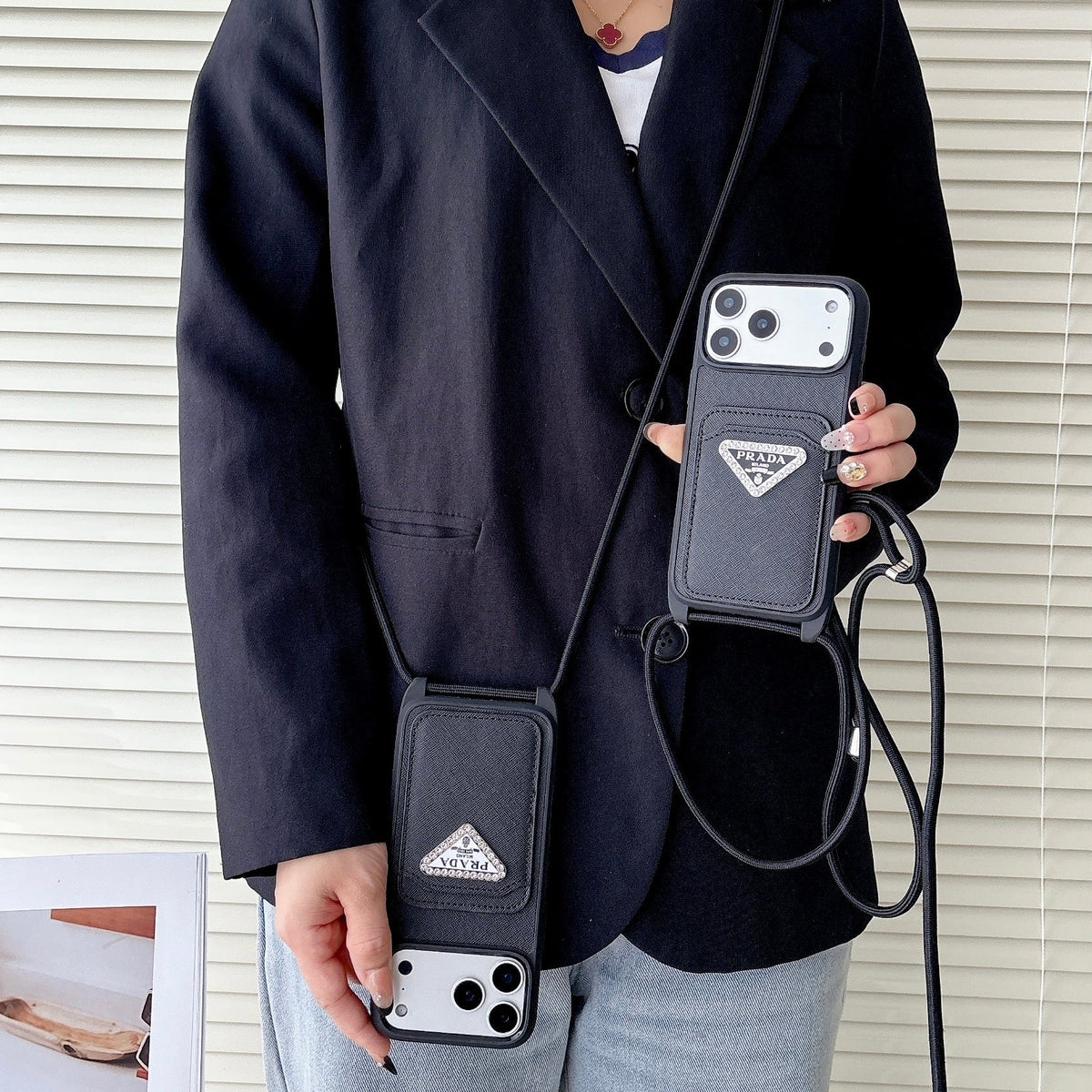 Prada Crossbody Phone Case iPhone 12-17 / Pro / Pro Max / Plus / Air for 13
