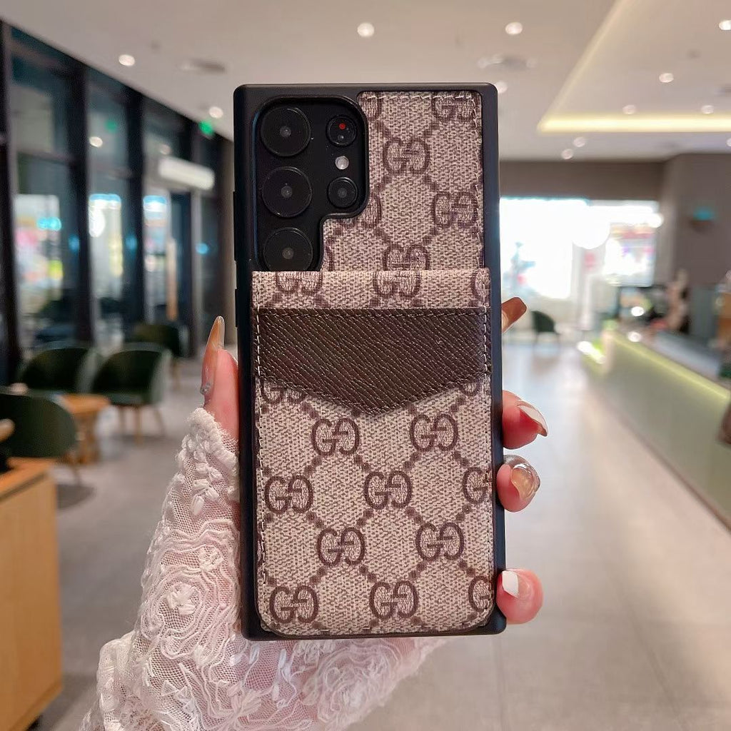 Samsung Louis Vuitton Phone Case Wallet For S22 23 24 25 26 Plus Ultra Folding Cart Slot for s22-ult