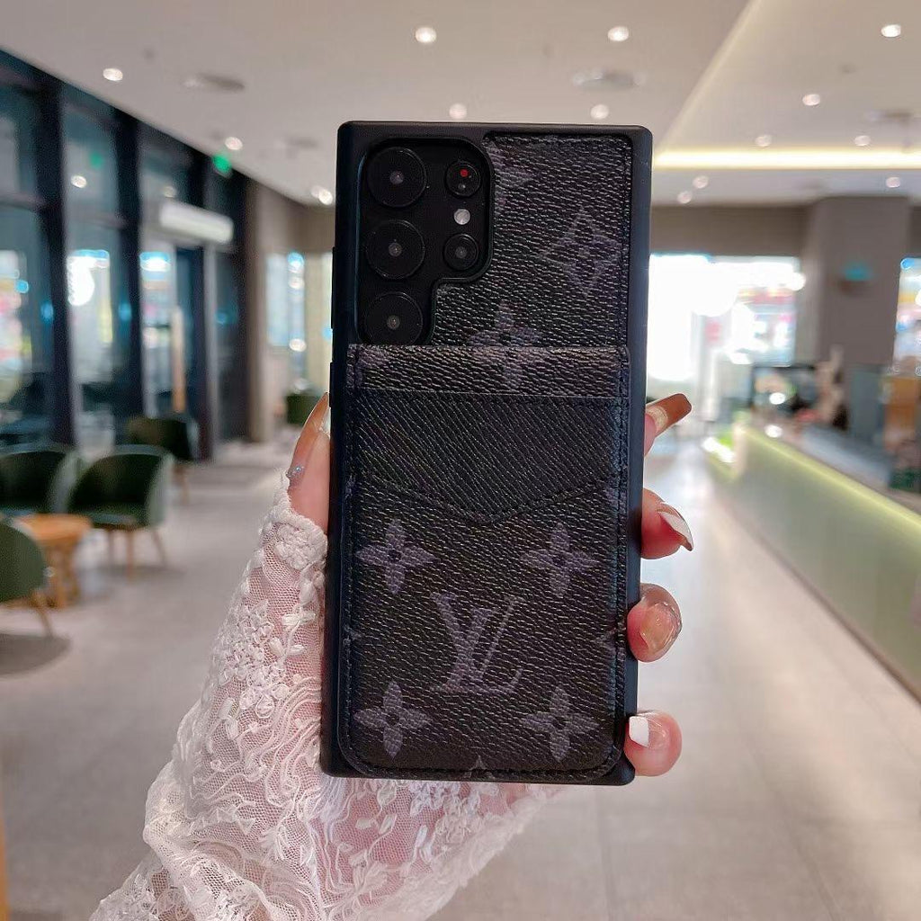Samsung Louis Vuitton Phone Case Wallet For S22 23 24 25 26 Plus Ultra Folding Cart Slot for s22-ult