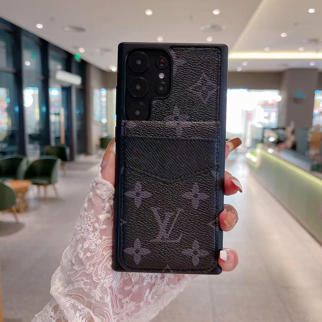 Samsung Louis Vuitton Phone Case Wallet For S22 23 24 25 26 Plus Ultra Folding Cart Slot for s22-ult
