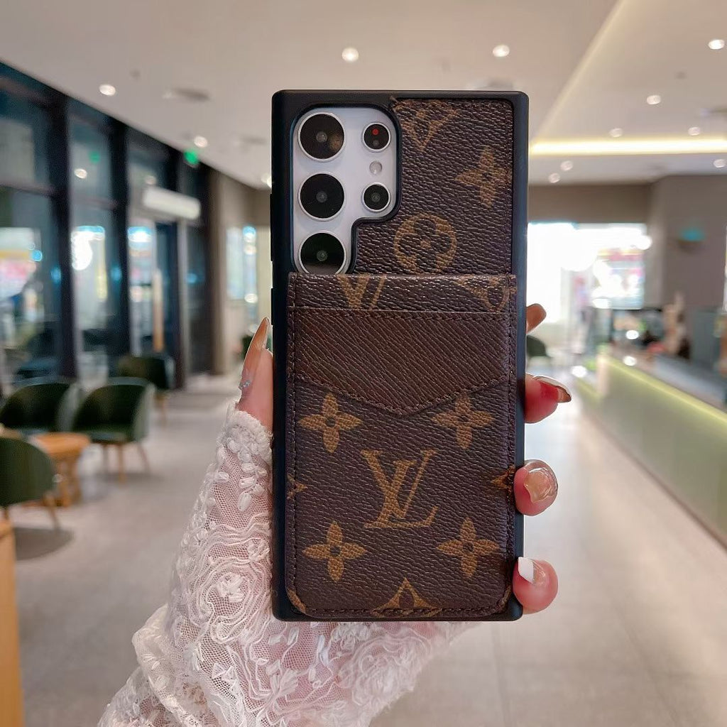 Samsung Louis Vuitton Phone Case Wallet For S22 23 24 25 26 Plus Ultra Folding Cart Slot for s22-plu