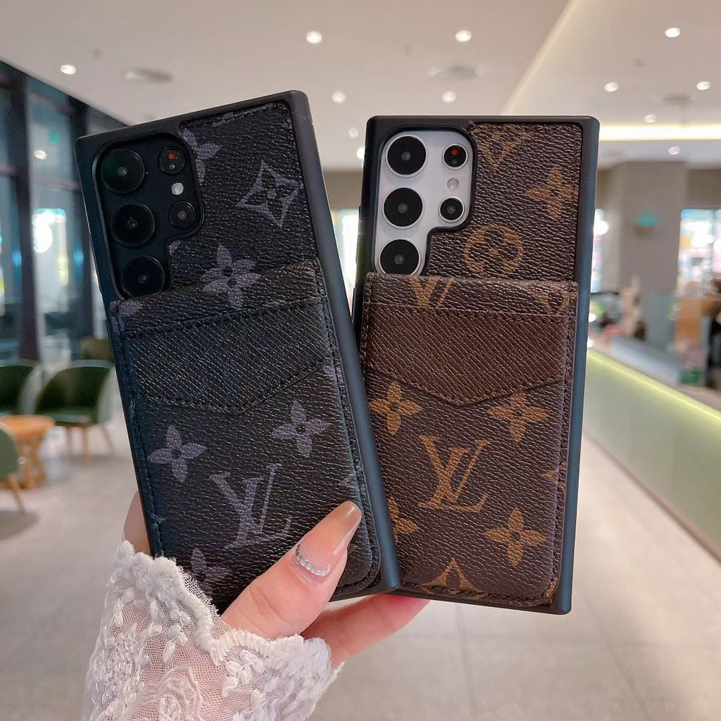Samsung Louis Vuitton Phone Case Wallet For S22 23 24 25 26 Plus Ultra Folding Cart Slot for s22-plu