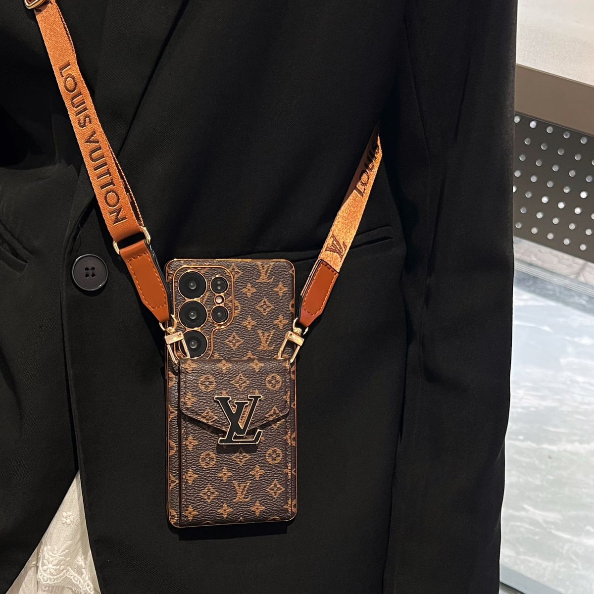 Crossbody LV Card Holder Samsung Galaxy Phone Case S22-26 Ultra Plus for s22-plus