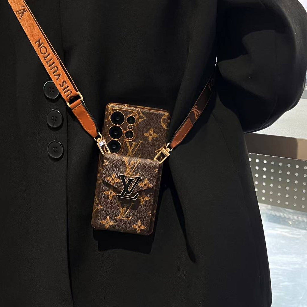 Crossbody LV Card Holder Samsung Galaxy Phone Case S22-26 Ultra Plus