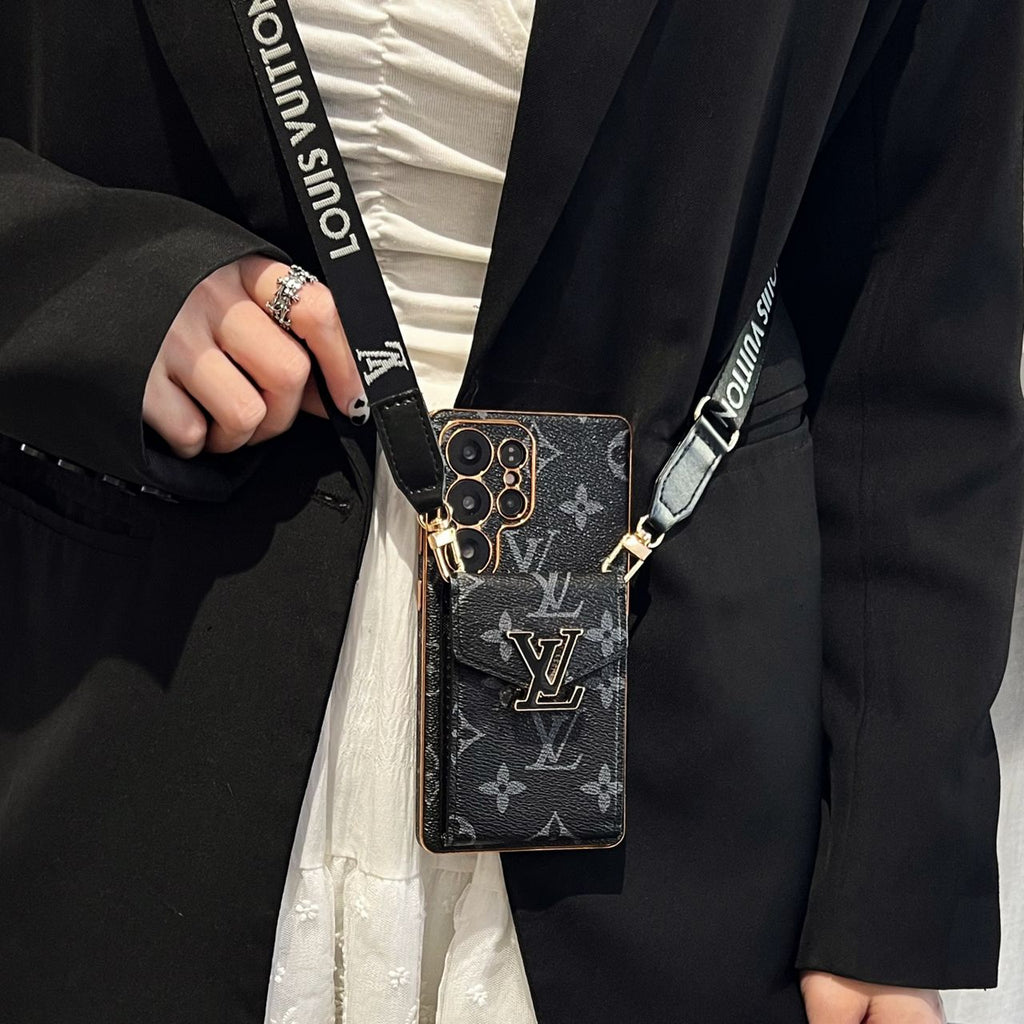 Crossbody LV Card Holder Samsung Galaxy Phone Case S22-26 Ultra Plus for s22-plus