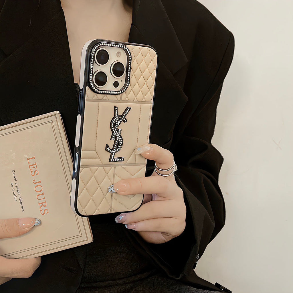 Ysl Luxury iPhone Case Rhinestone For iPhone 12-16 Pro Max for 12-pro-max