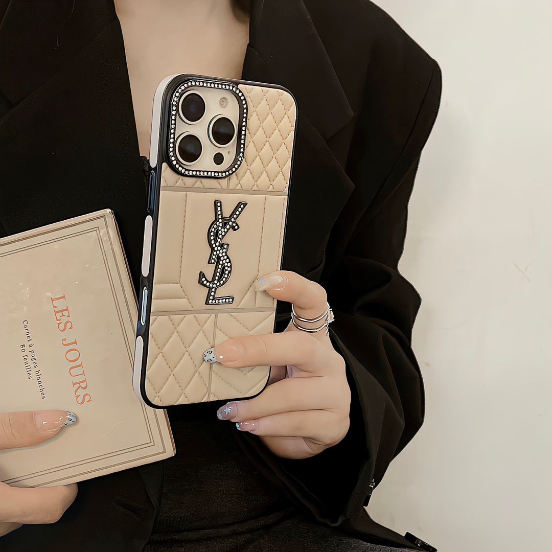Ysl Luxury iPhone Case Rhinestone For iPhone 12-16 Pro Max for 12-pro-max