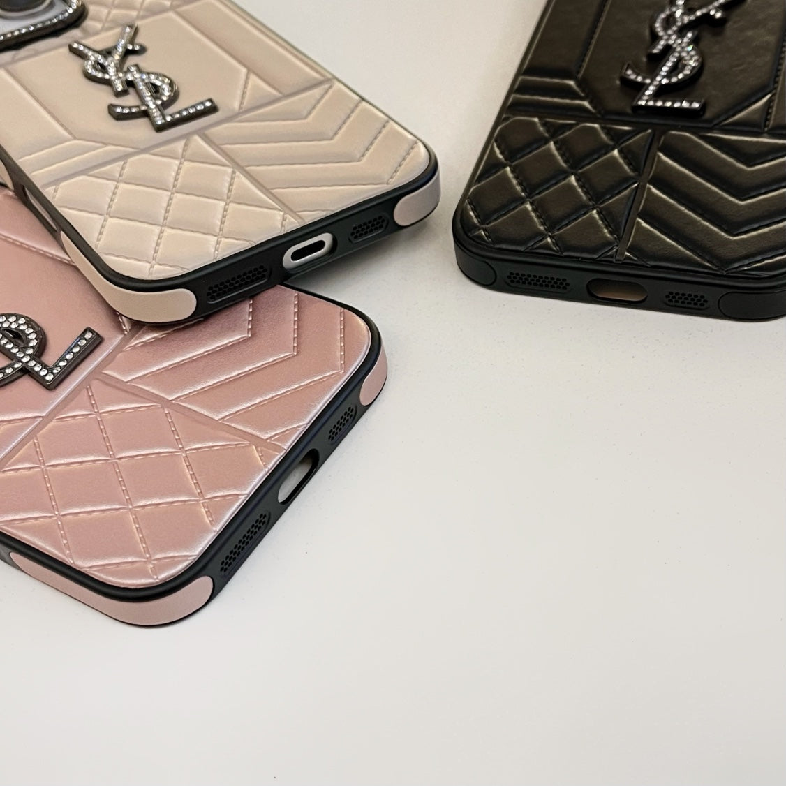 Ysl Luxury iPhone Case Rhinestone For iPhone 12-16 Pro Max for 12-pro