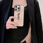 Ysl Luxury iPhone Case Rhinestone For iPhone 12-16 Pro Max for 12-pro-max