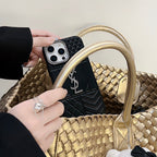 Ysl Luxury iPhone Case Rhinestone For iPhone 12-16 Pro Max for 12-pro