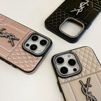 Ysl Luxury iPhone Case Rhinestone For iPhone 12-16 Pro Max
