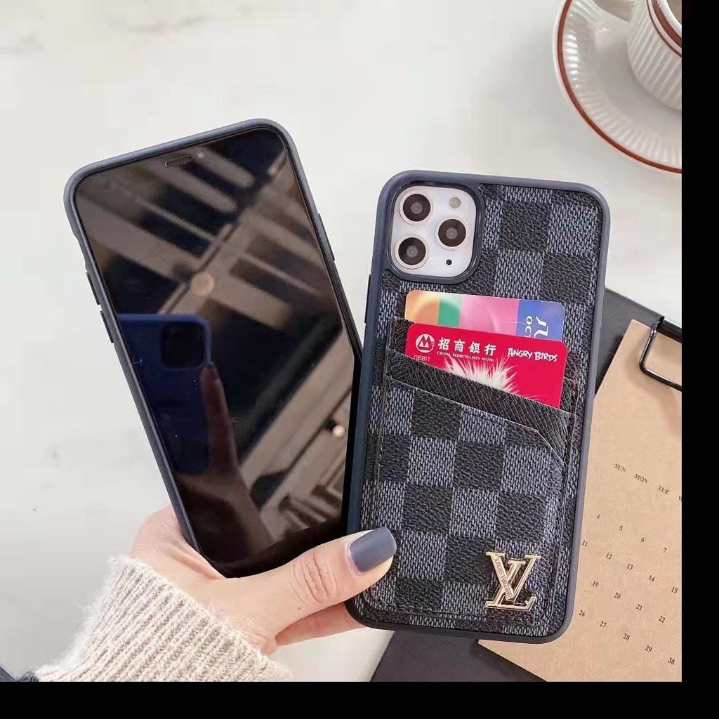 Duel Card Slot Leather Back Cover Case I Pro Max Plus for 11-pro