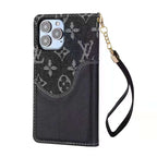 Black Denim Canvas Wallet Flip Case Kickstand Function I Pro Max Plus for 11-pro-max
