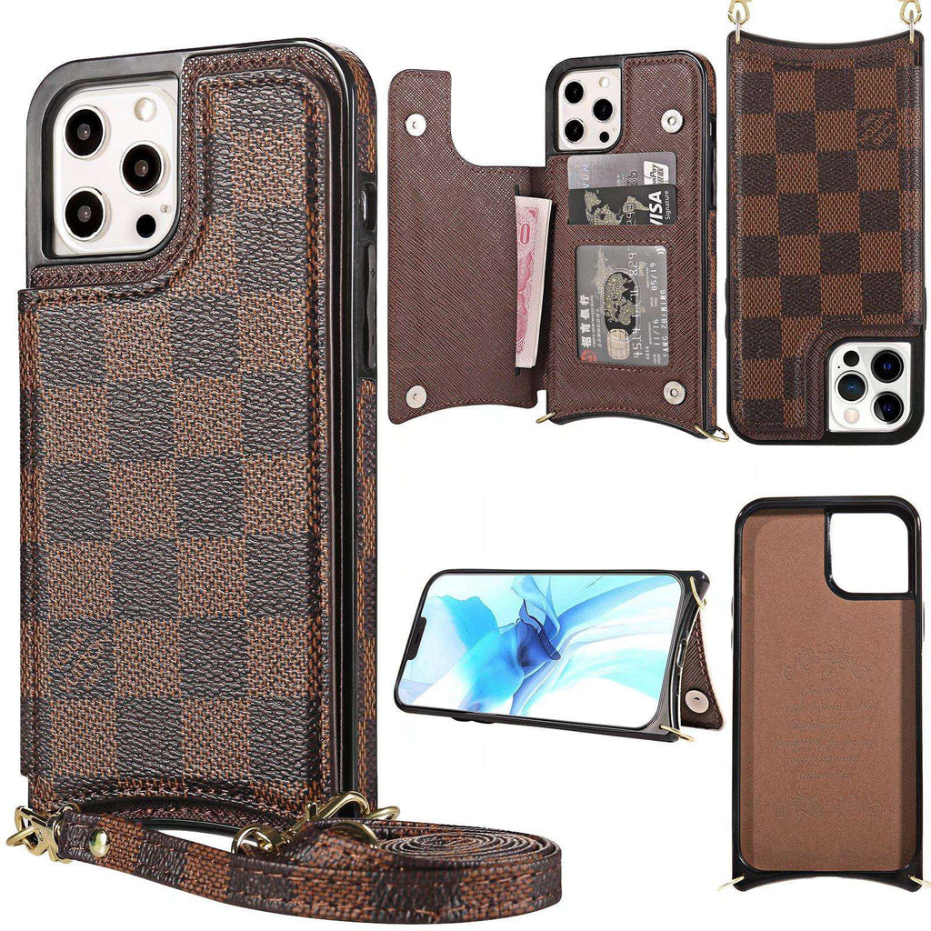 Crossbody Phone Case Designer Checkered Leather For I Pro Max