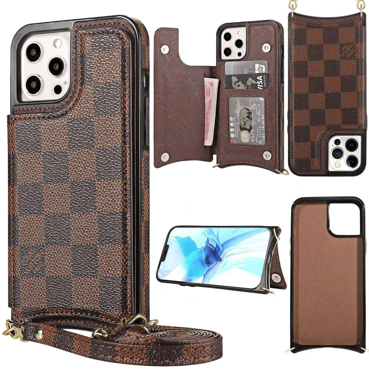 Crossbody Phone Case Designer Checkered Leather For I Pro Max