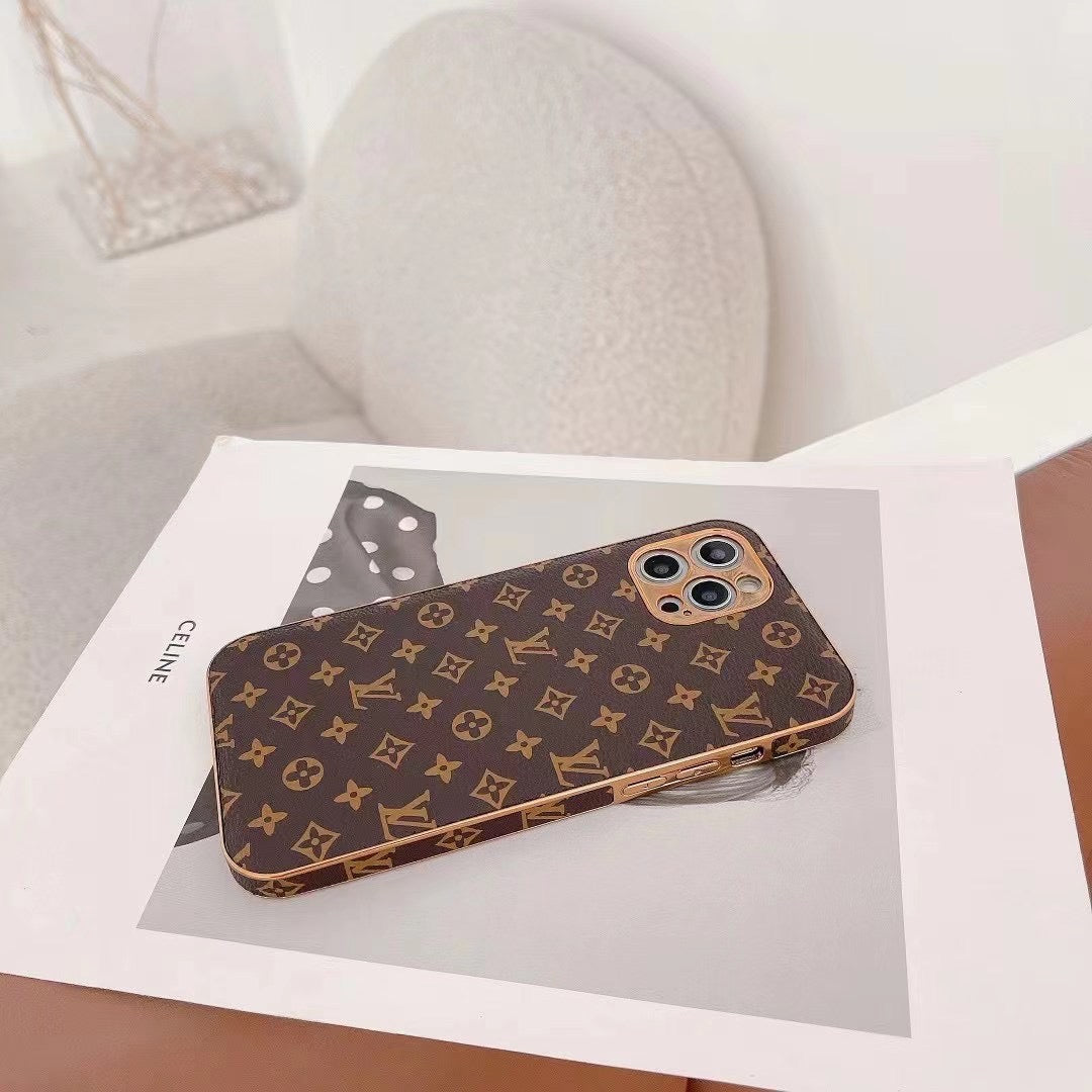 LV Monogram iPhone Case Brown Pattern 11 12 13 14 15 16 Series for 12-pro