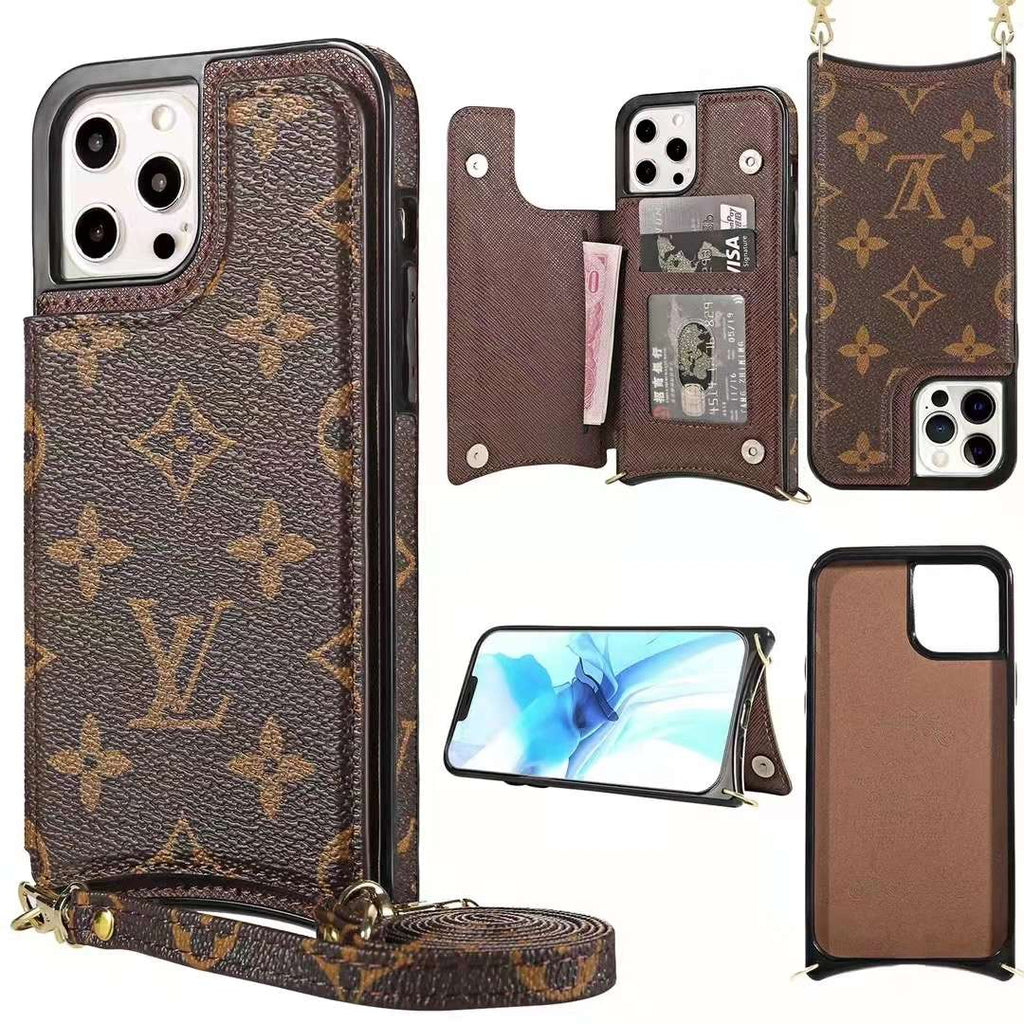 LV iPhone 13 Pro Max Case Monogram Leather For 11 12 13 14 Pro Max Series
