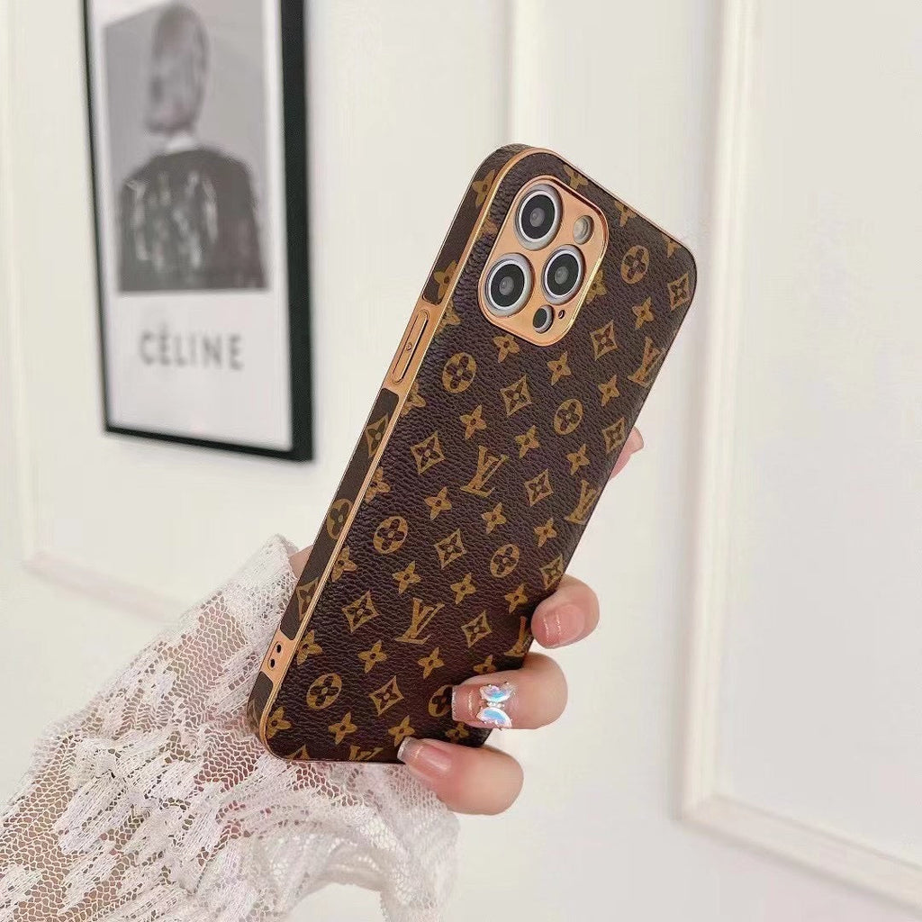 LV Monogram iPhone Case Brown Pattern 11 12 13 14 15 16 Series for 13-pro