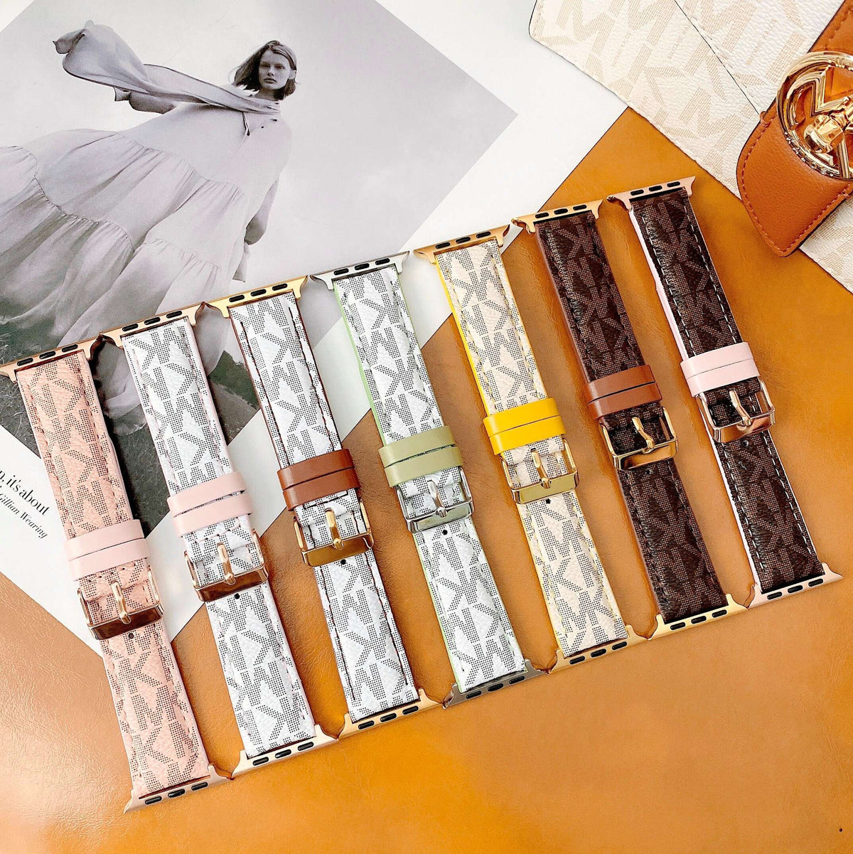 Michael Kors Apple Watch Strap for brown-brown-keeper