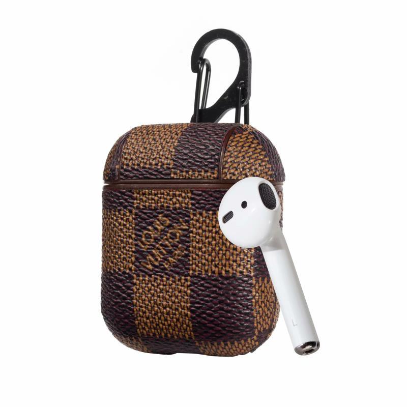 Brown Checkered Designer AirPods Case For 1-2 Gen for 2nd-generation