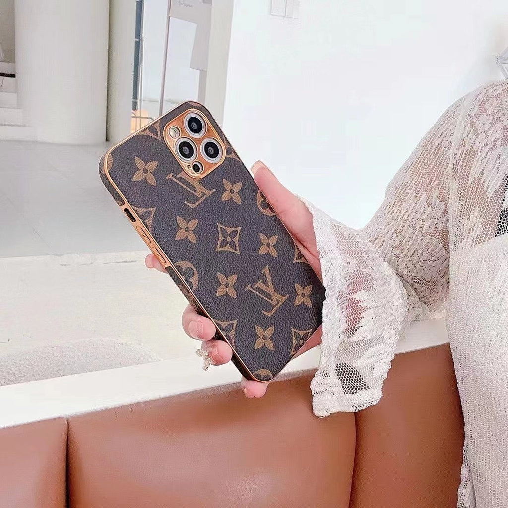 LV Monogram iPhone Case Brown Pattern 11 12 13 14 15 16 Series