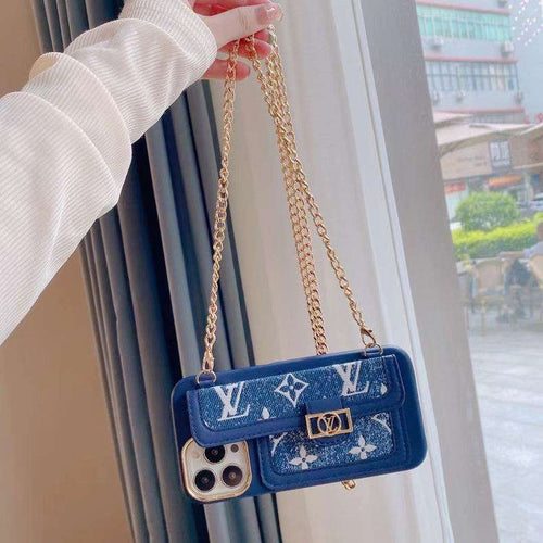 Blue Soft Texture Cross Body Case I Pro Max for 12pro