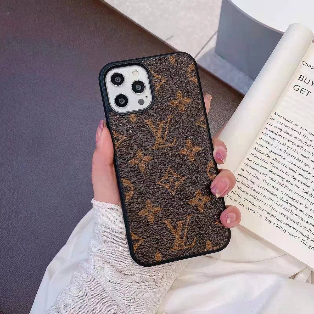 LV Phone Case iPhone X Xs Xr 11 12 13 14 15 16 Pro Max Plus Brown Monogram