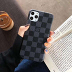 Classic Style Leather Back Cover Case iPhone X Xs Xsmax 11 12 13 14 15 16 Pro Max Plus