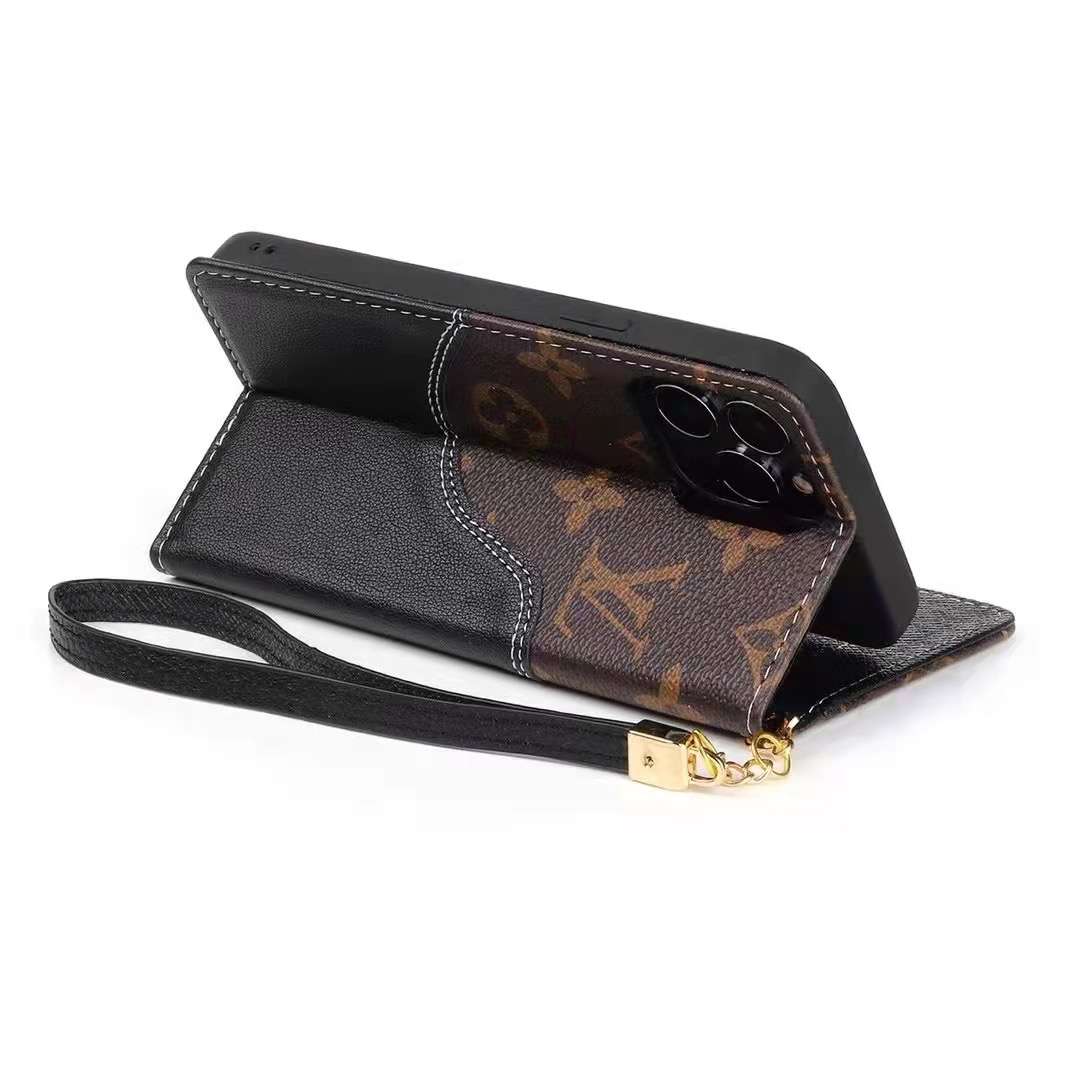 LV iPhone Wallet Case Brown Black Leather iPhone X 11 12 13 14 15 16 Pro Max Plus for 11-pro